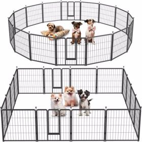 Dog Playpen Indoor Outdoor, 24" Height 16 Panels Fence with Anti-Rust Coating, Metal Heavy Portable Foldable Dog Pen for Small/Medium Dogs RV Cam