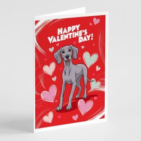 Weimaraner Happy Valentine's Day Greeting Cards Pack of 8 Blank Cards with Envelopes Whimsical A7 Size 5x7 Blank Note Cards