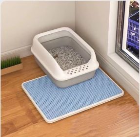 Cat Litter Mat Double Layer Filter Anti-bring Out (Option: Sky Blue-45x60)