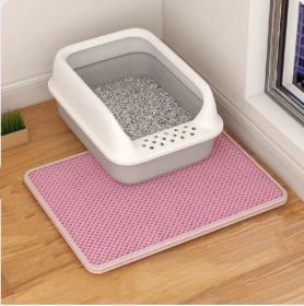 Cat Litter Mat Double Layer Filter Anti-bring Out (Option: Pink-40x50)