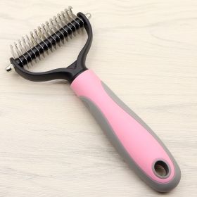 Pet Long-haired Dogknot Comb Double-sided Blade Dog (Option: Pink-S)