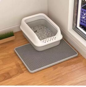 Cat Litter Mat Double Layer Filter Anti-bring Out (Option: Gray-55x75)