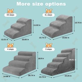 Dog Stairs For Small Dogs 3  4 Steps Dog Ramp  Removable Washable Pet Steps (Option: A)