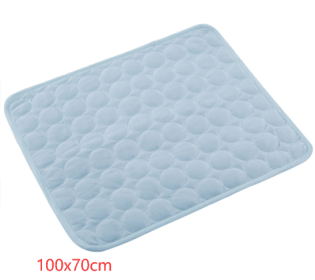 Pet Dog Cat Ice Silk Cold Nest Pad For Cooling In Summer (Option: Light blue-102x70cm)