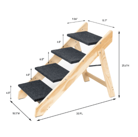 Wooden Foldable 4-storey Pet Stairs And Ramps (Option: Acacia wood)