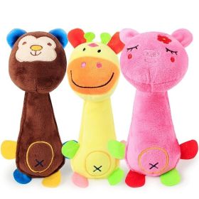 Pet Plush Toy For Dog & Cat; Funny Cartoon Plush Toys For Indoor Dogs; Interactive Dog Chew Toy (Color: Brown)