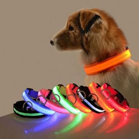 Glow-In-The-Dark Pet Collar For Dog & Cat; LED Dog Collar For Night Walking; USB charging (Color: yellow, size: XL)