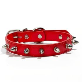 Anti-Bit Pet Necklace; Durable Dog Rivet Collar For Puppy; Pet Supplies (Color: Red, size: L)