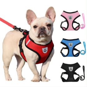 Reflective Pet Harness And Leash Set For Dog & Cat; Adjustable No Pull Dog Harness With Soft Mesh (Color: pink, size: L)