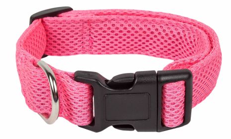 Pet Life 'Aero Mesh' 360 Degree Dual Sided Comfortable And Breathable Adjustable Mesh Dog Collar (Color: pink, size: medium)