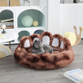 Cute Dog Bed Bear Paw Shape Pet Bed - Dog Beds & Furniture for Small and Medium Dogs, Cat Beds for Indoor Cats (Color: Tie-dye deep coffee, size: XS-50cm/20inch)