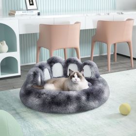 Cute Dog Bed Bear Paw Shape Pet Bed - Dog Beds & Furniture for Small and Medium Dogs, Cat Beds for Indoor Cats (Color: Tie-dye dark gray, size: L-80cm/32inch)